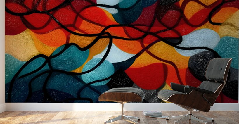 Stained-Glass Sunset – Mosaic Geometry Art Print Wall Murals