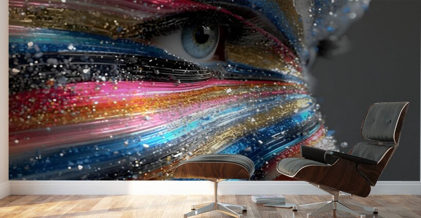 Starry Eyes – Cosmic Portrait Print Wall Murals