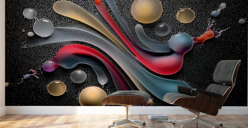 Rainbow Ribbon Rush – Night Glow Abstract Print Wall Murals