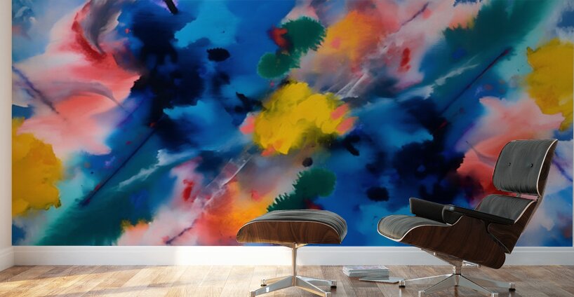Prismatic Mist – Watercolor Cloud Abstract Print Wall Murals