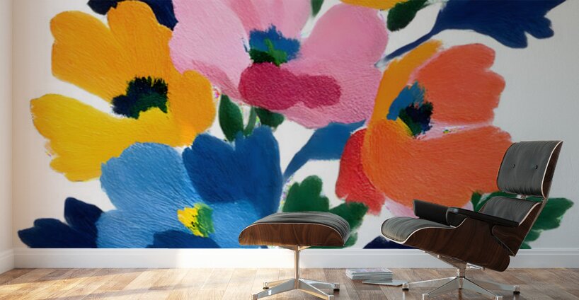 Colorblock Bouquet – Bold Abstract Floral Print Wall Murals
