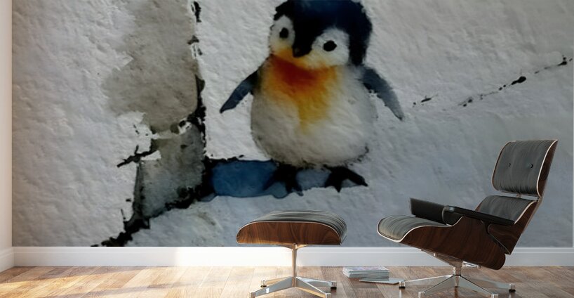 Little Wanderer – Baby Penguin Watercolor Print Wall Murals