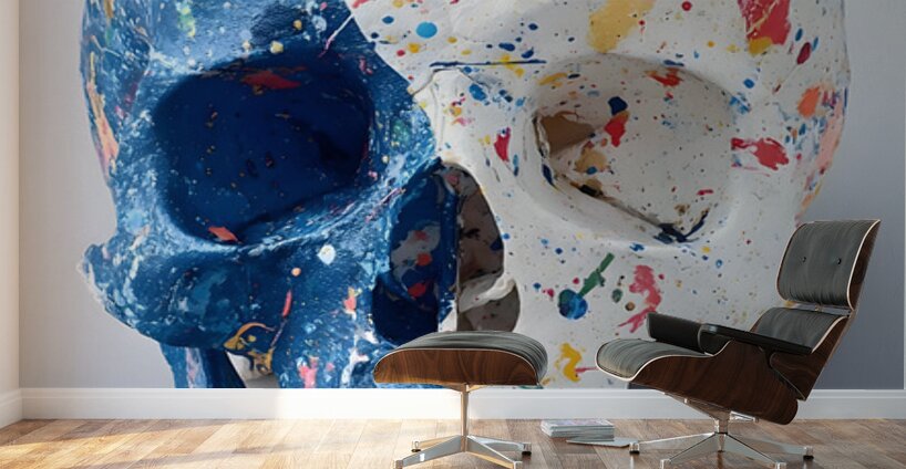 Indigo Soul – Blue and White Skull Print Wall Murals