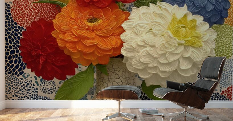 Cracked Bloom – Modern Dahlia Study Print Wall Murals