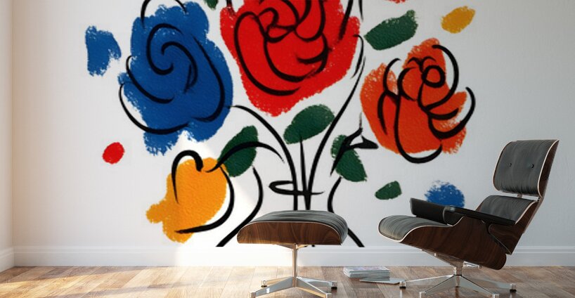 Joyful Lines – Modern Abstract Bouquet Print Wall Murals