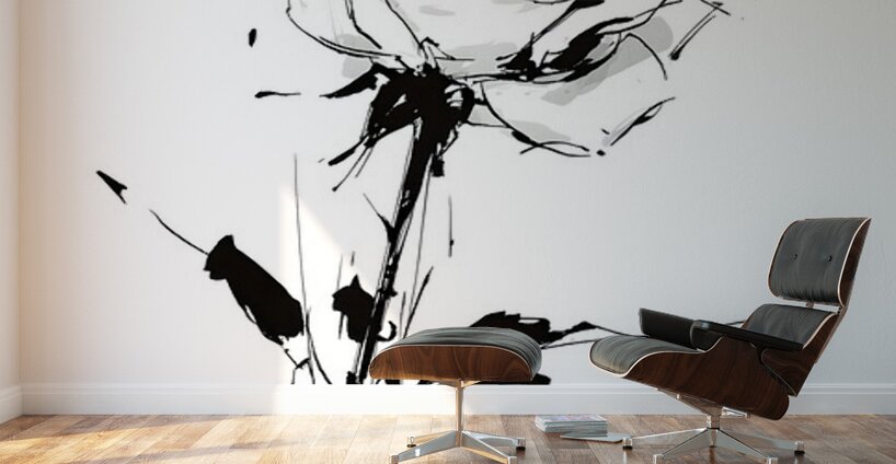 Sketch Rose – Minimalist Botanical Print Wall Murals