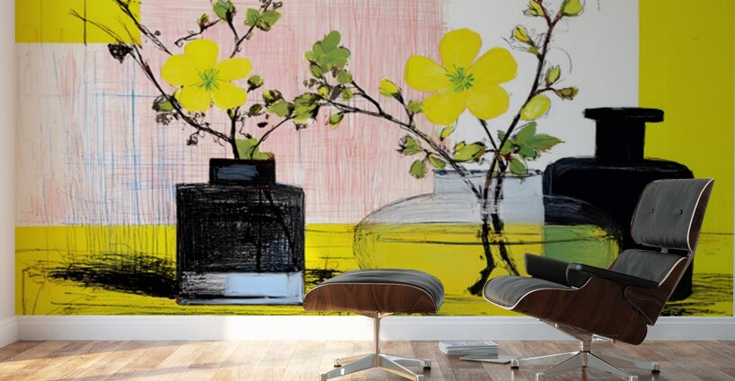 Lemonlight Botanicals – Mid-Century Floral Still Life Print Wall Murals