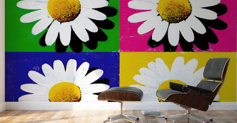 Daisy Days – Color Block Pop Art Print Wall Murals