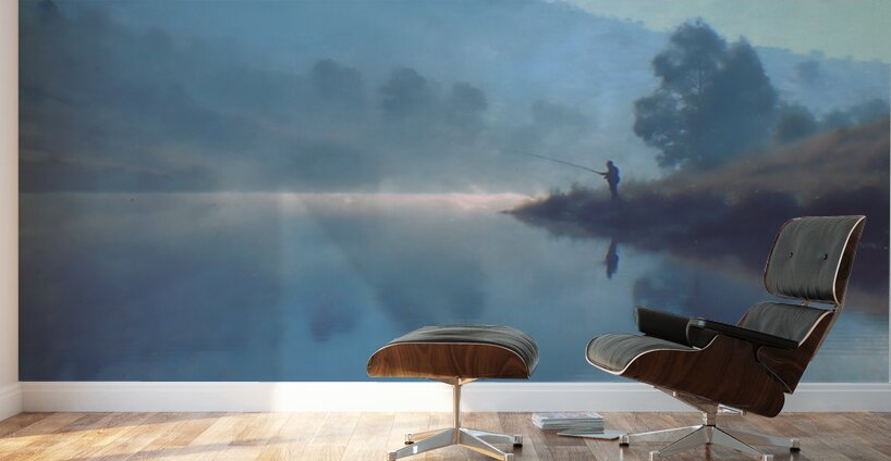 Quiet Cast – Mountain River Fishing Print Wall Murals