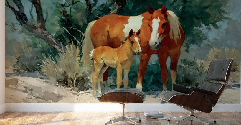 Desert Companions – Mare and Foal Western Print Wall Murals