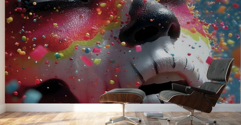 Crimson Skull – Abstract Sugar Skull Art Print Wall Murals