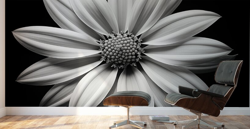 Echo in Silence – Monochrome Bloom Print Wall Murals