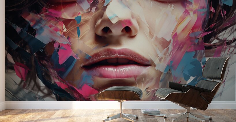 Fractured Grace – Abstract Portrait in Color Print Wall Murals