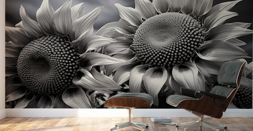 Sunlit Shadows – Dual Sunflower Study Print Wall Murals