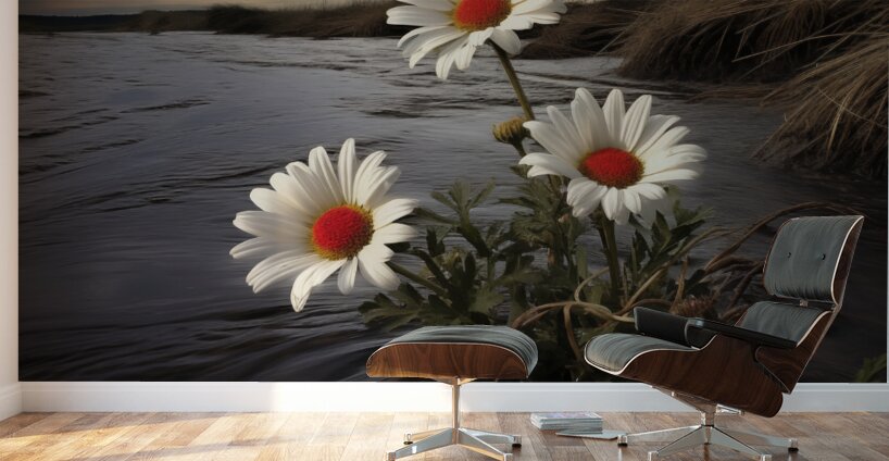 Shoreline Daisies – Coastal Botanical Art Print Wall Murals
