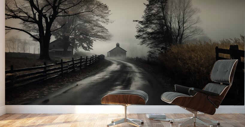 After the Rain – Moody Country Road Print Wall Murals