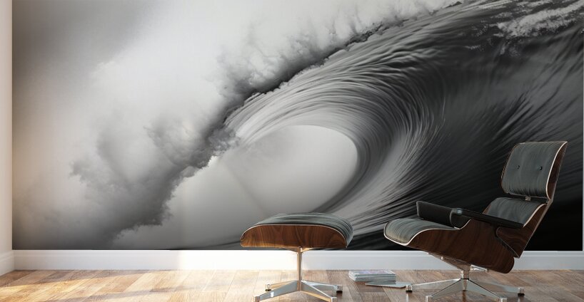 Vortex of Foam – Black & White Wave Print Wall Murals