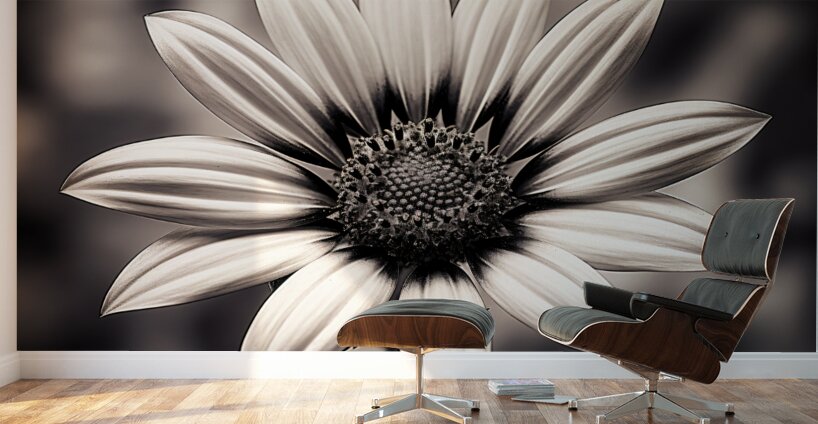 Blind Eyed – Monochrome Daisy Macro Art Print Wall Murals