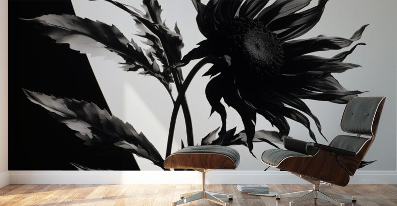 Black and White – Minimal Botanical Art Print Wall Murals