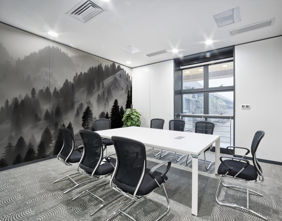 Mist Over Mountain Pines - Monochrome Landscape Art Prints Wall Printing