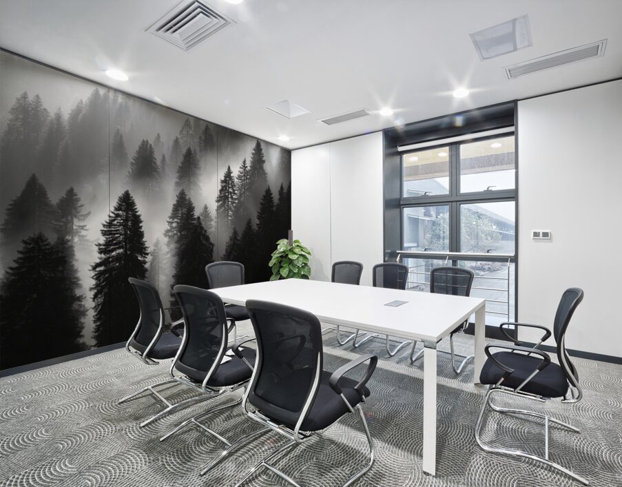 Misty Pine Hillside - Monochrome Landscape Art Prints Wall Printing