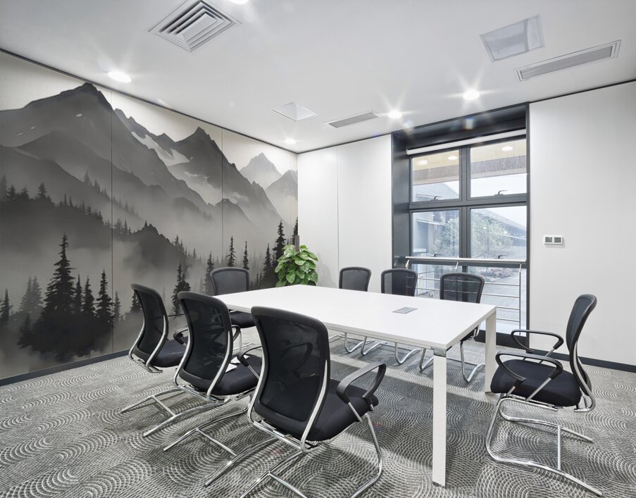 Misty Mountain Pines - Monochrome Landscape Art Prints Wall Printing