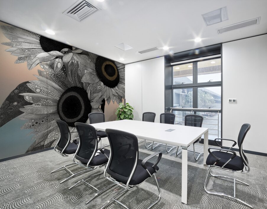 Ink & Ivory Sunflowers – Black & White Floral Art Print Wall Printing