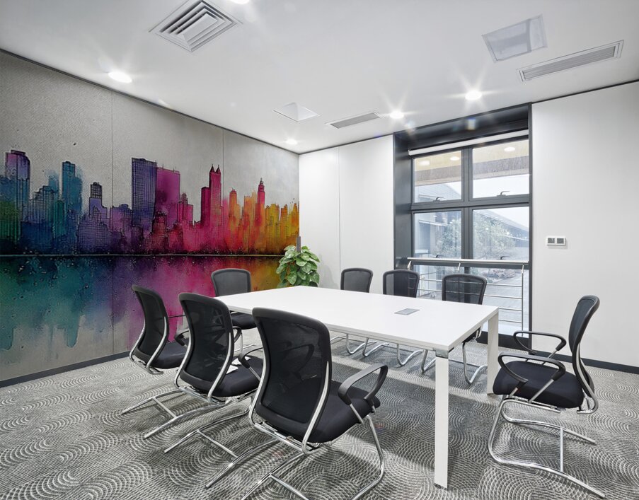 Aurora Skyline – Watercolor Cityscape Abstract Print Wall Printing