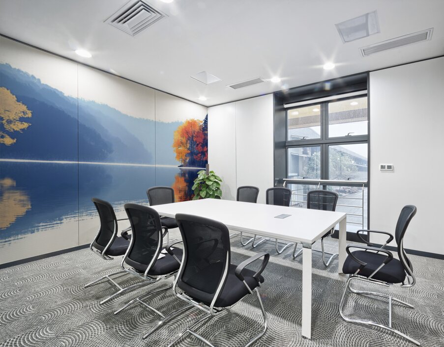 Blue Haze – Misty Lake Reflection Print Wall Printing