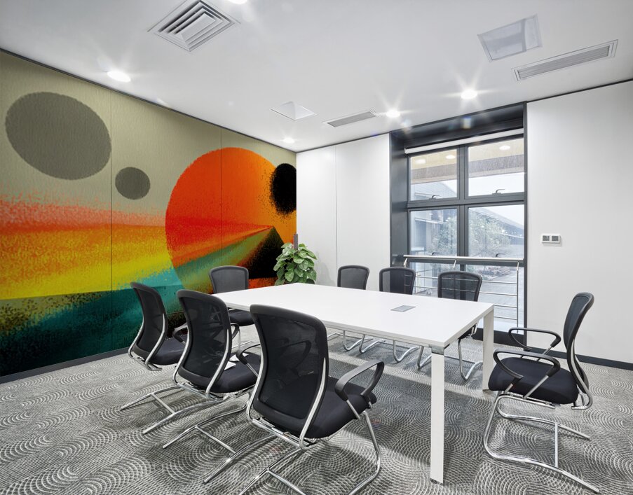 Desert Orbit – Retro Sun and Pyramid Abstract Print Wall Printing