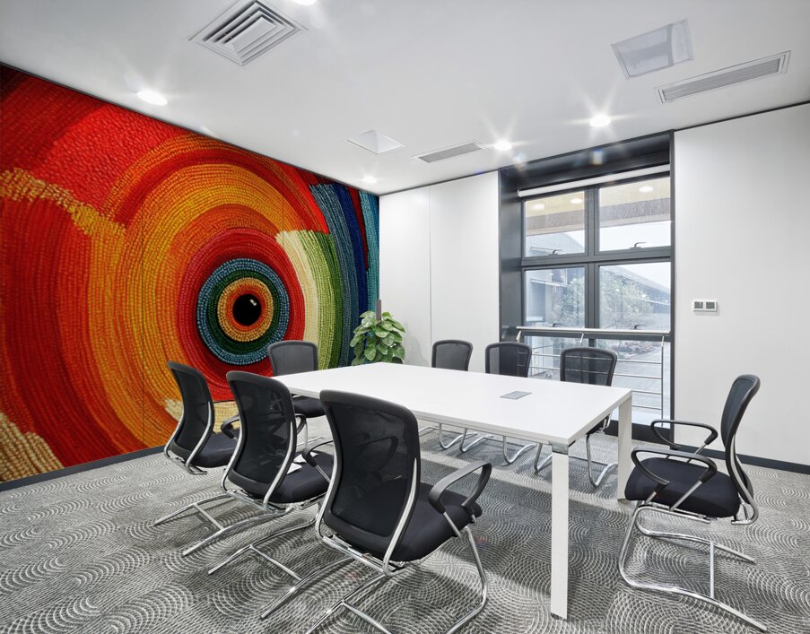 Chromatic Whirlpool – Beaded Concentric Abstract Print Wall Printing