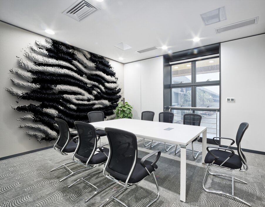 Granular Echo – Tactile Monochrome Orb Print Wall Printing