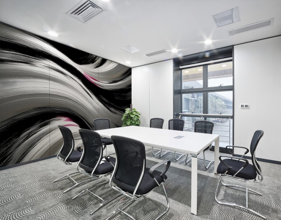 Silk Currents – Black & White Flow Print Wall Printing