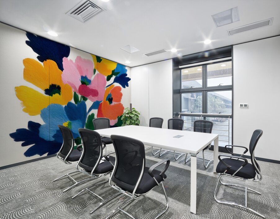 Colorblock Bouquet – Bold Abstract Floral Print Wall Printing