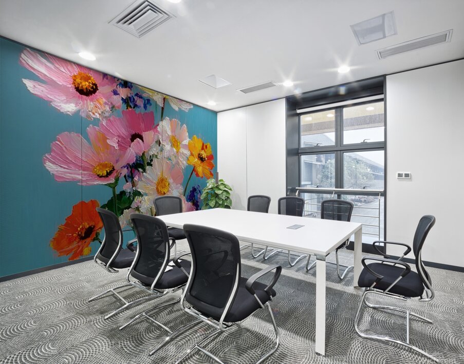 Color Study in Bloom – Abstract Floral Vase Print Wall Printing