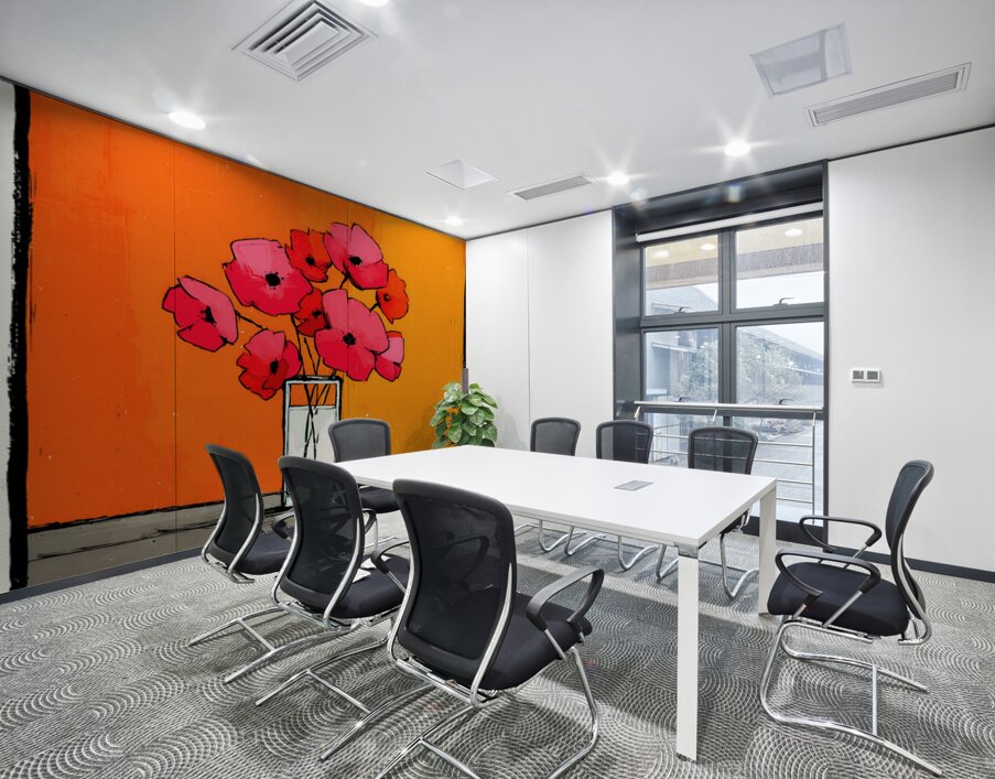 Poppies Against the Fire – Retro Minimal Floral Print Wall Printing