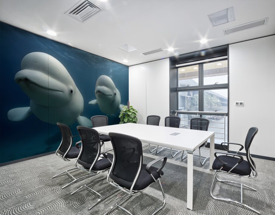 Arctic Companions – Beluga Whales Print Wall Printing