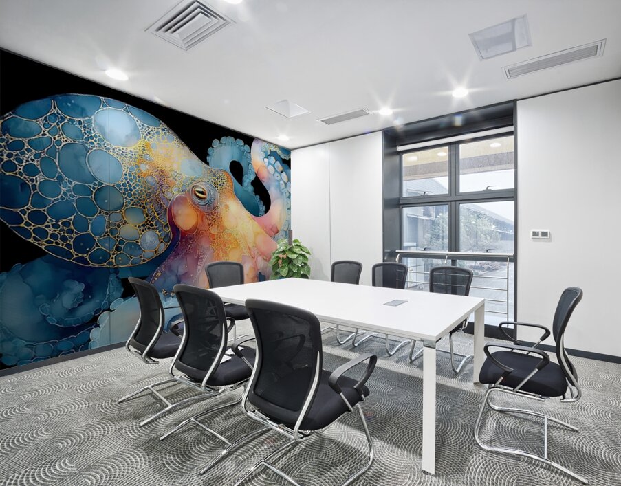 Abyssal Gold – Octopus Luminescence Print Wall Printing