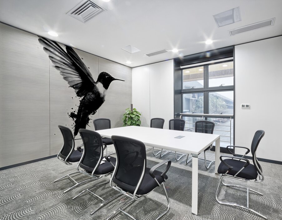 Inkflight – Monochrome Hummingbird Print Wall Printing