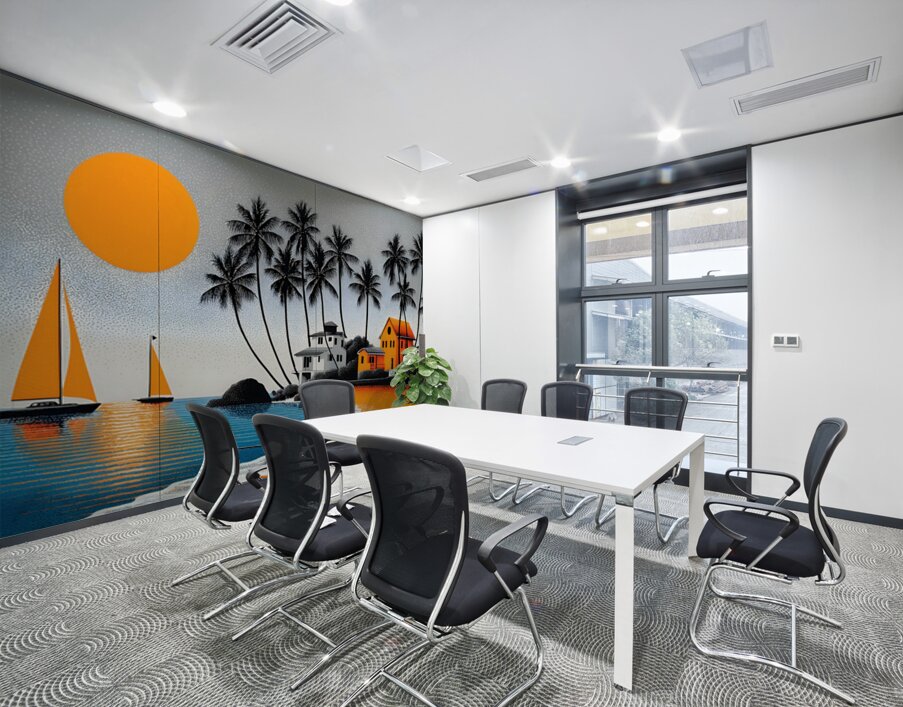 Orange Sun Harbor - Tropical Modern Print Wall Printing