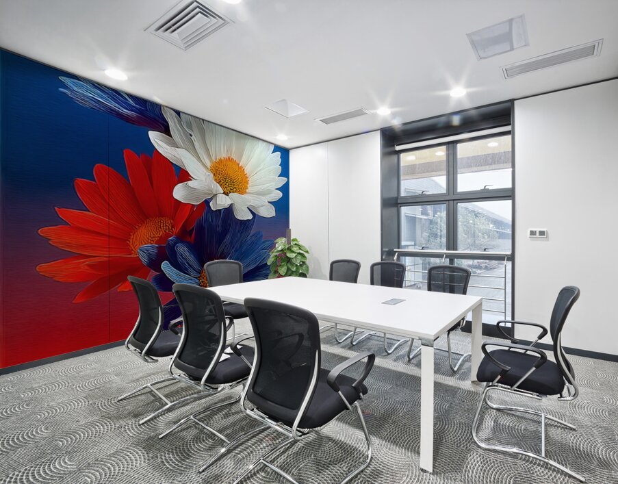 Patriotic Daisies – Red White Blue Floral Print Wall Printing