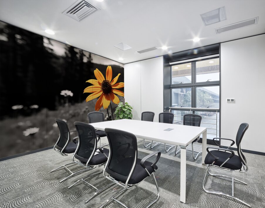 Wild Solitude – Orange Flower in Mountain Meadow Print Wall Printing