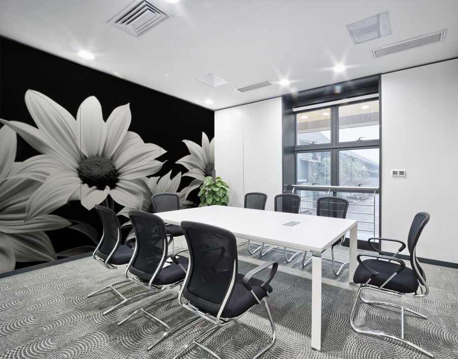 Eternal Bloom – Monochrome Sunflower Field Print Wall Printing