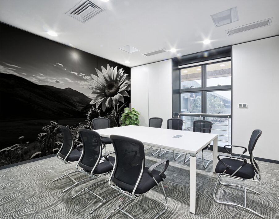 Moonlit Bloom – Night Flower Monochrome Print Wall Printing