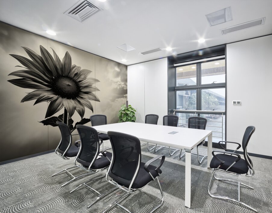 Standing Tall – Sunflower Monochrome Landscape Print Wall Printing