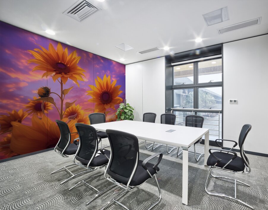 Skyscape Sunflowers – Purple Sunset Botanical Print Wall Printing