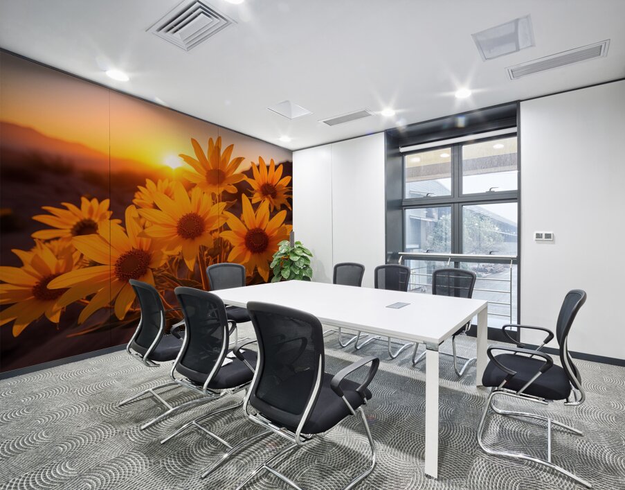 Sunset Sunflowers – Golden Hour Botanical Art Print Wall Printing