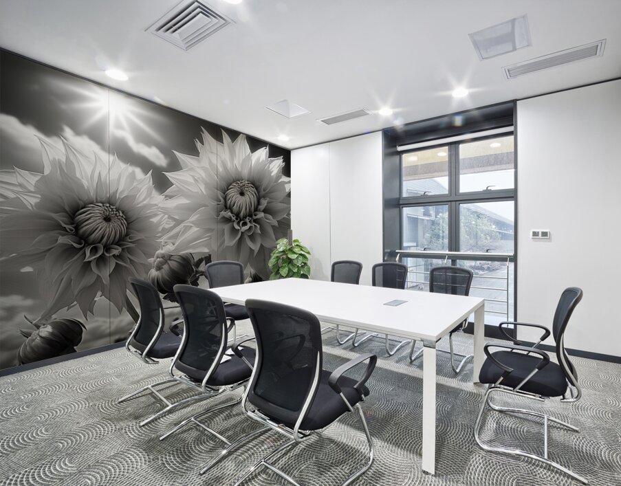 Silver Petals – Black & White Daisy Art Print Wall Printing