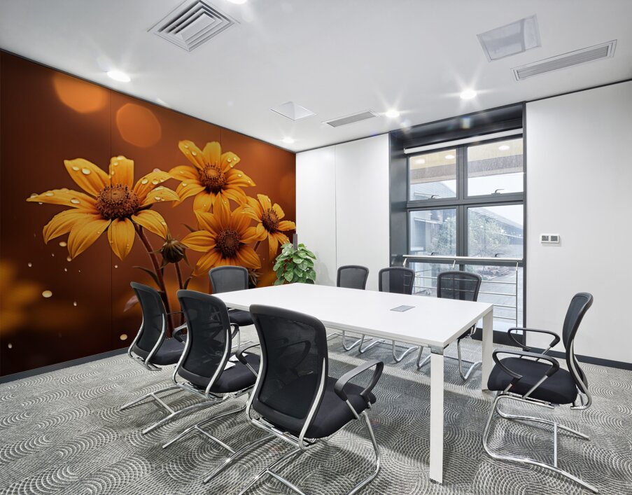 Golden Hour Daisies – Warm Botanical Art Print Wall Printing