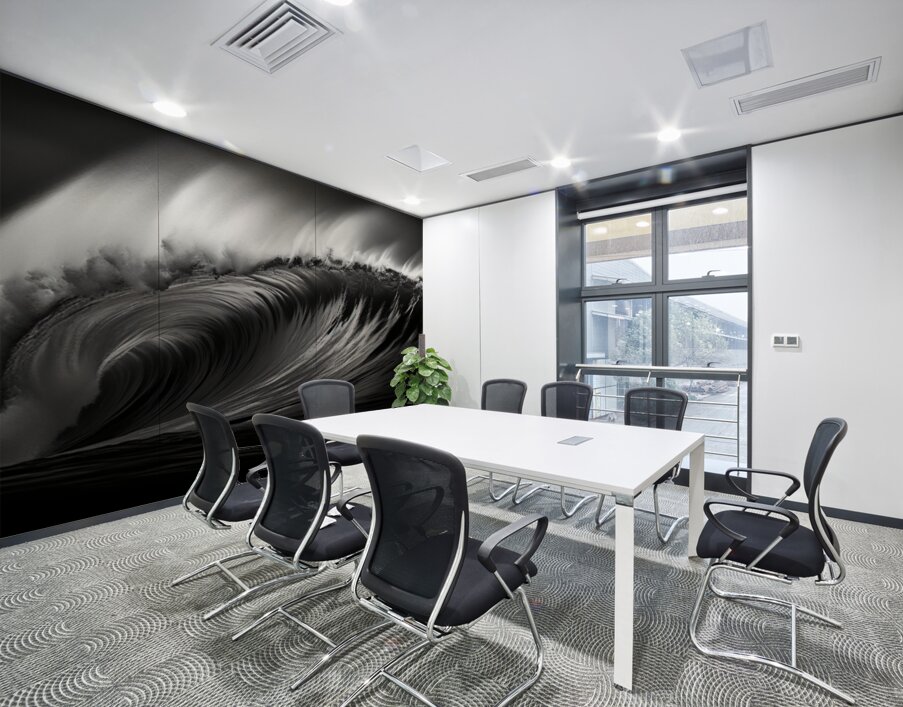 Tempest Curve – Black & White Ocean Wave Print Wall Printing